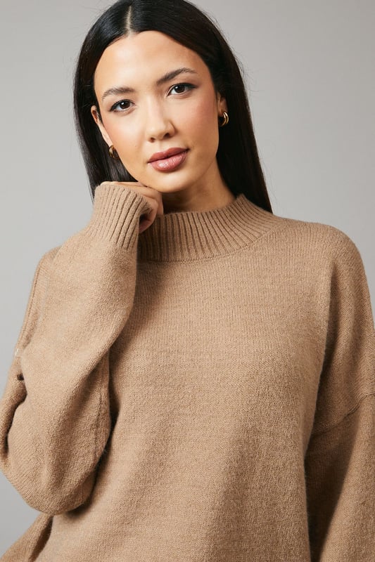Cosy high neck design for extra warmth
        Relaxed fit with dropped shoulders for effortless style
        Ribbed cuffs and hem for a snug finish
        Versatile knitted texture suitable for various occasions
        Cropped length perfect for high-waisted bottoms
    
    This Principles high neck jumper is a must-have addition to your autumn-winter wardrobe. The relaxed silhouette and dropped shoulders create a laid-back yet chic look, ideal for casual outings or cosy nights in. Style it with wide-leg trousers and ankle boots for a trendy daytime ensemble, or pair it with your favourite jeans and trainers for a quick coffee run. The cropped length makes it a perfect match for high-waisted bottoms, allowing you to experiment with proportions. For a touch of glamour, accessorise with statement earrings and a sleek clutch. This versatile jumper is your go-to piece for family gatherings, weekend brunches, or casual meetups with friends, offering both comfort and style in one effortless package.