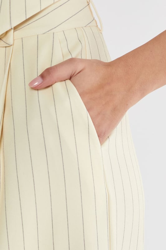 Tailored wide-leg trousers with classic pinstripe pattern
        High-waisted design for a flattering silhouette
        Practical side pockets for everyday essentials
        Wide-leg cut offering comfortable movement
        Versatile design suitable for both professional and casual settings
    
    These Nasty Gal Butter Pinstripe Tailored Trousers bring sophisticated workwear to new heights. The high-waisted design creates a lengthening effect whilst the wide-leg silhouette offers both comfort and contemporary style. Pair with the matching crop top as shown for a coordinated two-piece ensemble that commands attention in the office, or style with a crisp white shirt and blazer for more formal workplace settings. For after-hours events, swap office footwear for strappy heels and add statement jewellery. The versatile pinstripe pattern honours traditional tailoring whilst the modern cut ensures these trousers transition seamlessly from boardroom presentations to evening drinks. The side pockets add practicality to this stylish piece, making these trousers an essential addition to your professional wardrobe.