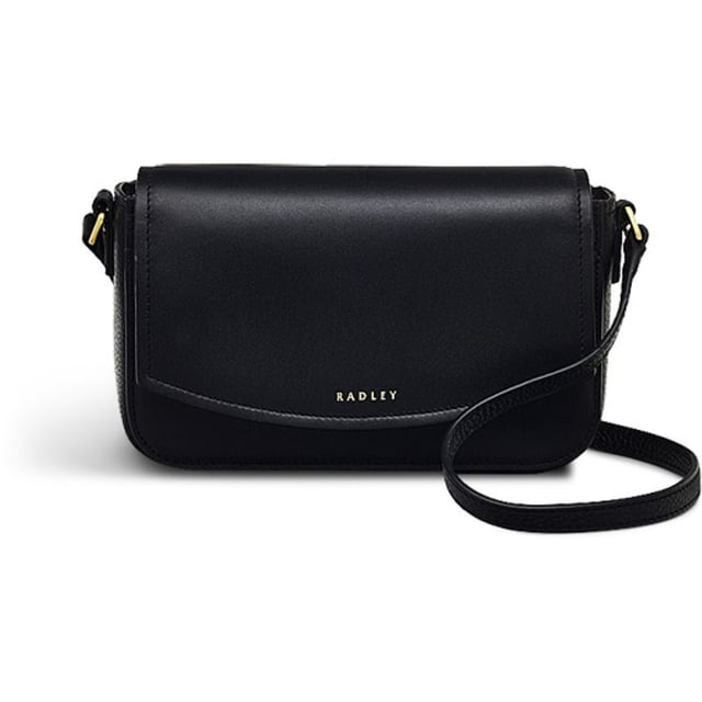 Bolso de mano Radley River Road negro para mujer, fabricado en piel. Incluye: cierre magnético, compartimento trasero, logo Radley, correa de hombro ajustable y medidas: 13 cm de alto x 20 cm de ancho x 5 cm de profundidad.