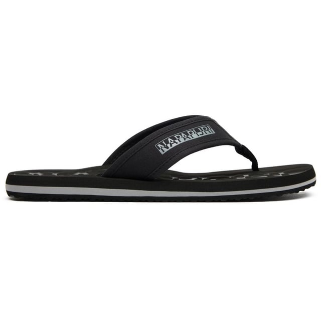 The Napapijri Elm delivers effortless summer style in sleek black. These contemporary flip flops combine durability with comfort, featuring reinforced nylon upper straps that withstand beach-to-bar transitions. The microporous EVA sole provides exceptional cushioning for all-day wear, while maintaining a lightweight feel. Perfect for casual outings or poolside lounging, these sandals embody Napapijri's signature blend of practical design and understated elegance. An essential addition to your warm-weather wardrobe.