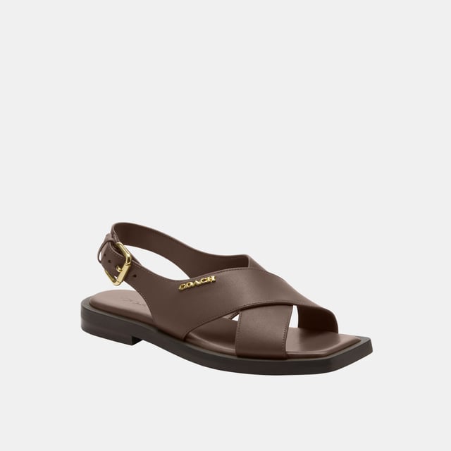 Coach Link Criss Cross Leather Sandal