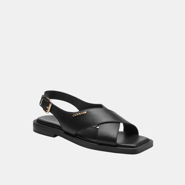 Coach Link Criss Cross Leather Sandal
