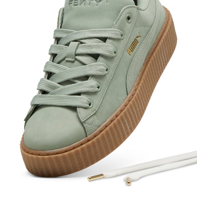 Puma Creeper Phatty Nubuck Unisex Trainers 396813   - Green Fog Puma Gold 02