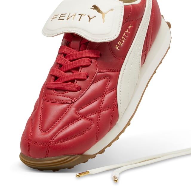 PRODUCT STORY: The newest FENTY x PUMA Avanti by Rihanna is reinvented with premium leather, touches of gold, and retro gum soles. Inspired by football legends, this Avanti is worn by Romeo Beckham and many others in the latest FENTY x PUMA campaign. DETAILS: Oil-treated leather on upper, which wears over time; Lace closure; Foam wedge midsole; Dark gum outsole; FENTY x PUMA co-branding details.