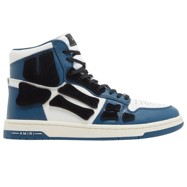Amiri High Top Trainers, Leather Upper, Amiri Sneakers, Lace Fasten, Rubber Sole, 100% Leather, Navy / White Style