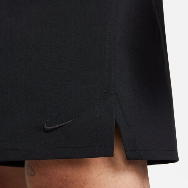 Nike Mens Dri Fit Unlimited Black Training Shorts The Nike Dri-FIT Unlimited Men’s 7-Inch Unlined Woven Fitness Shorts are a perfect upgrade to your workout wardrobe. Crafted from lightweight material, they feature an elastic waistband with an adjustable drawcord for a snug, secure fit. Equipped with Dri-FIT technology, these shorts wick away sweat to help you stay dry and focused during your training. Their solid color design is complemented by the iconic Nike Swoosh branding. They are machine washable—please follow the care label instructions for proper maintenance.