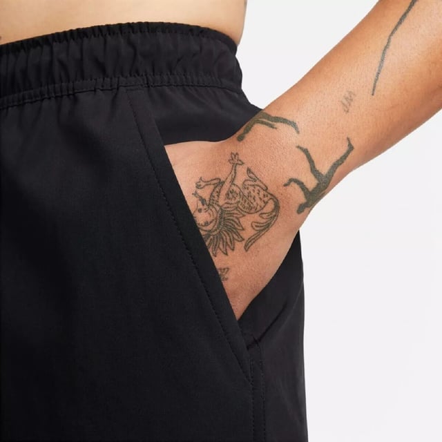Nike Mens Dri Fit Unlimited Black Training Shorts The Nike Dri-FIT Unlimited Men’s 7-Inch Unlined Woven Fitness Shorts are a perfect upgrade to your workout wardrobe. Crafted from lightweight material, they feature an elastic waistband with an adjustable drawcord for a snug, secure fit. Equipped with Dri-FIT technology, these shorts wick away sweat to help you stay dry and focused during your training. Their solid color design is complemented by the iconic Nike Swoosh branding. They are machine washable—please follow the care label instructions for proper maintenance.