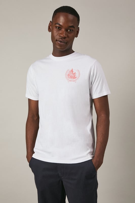 White Sailing Crest Print T-Shirt