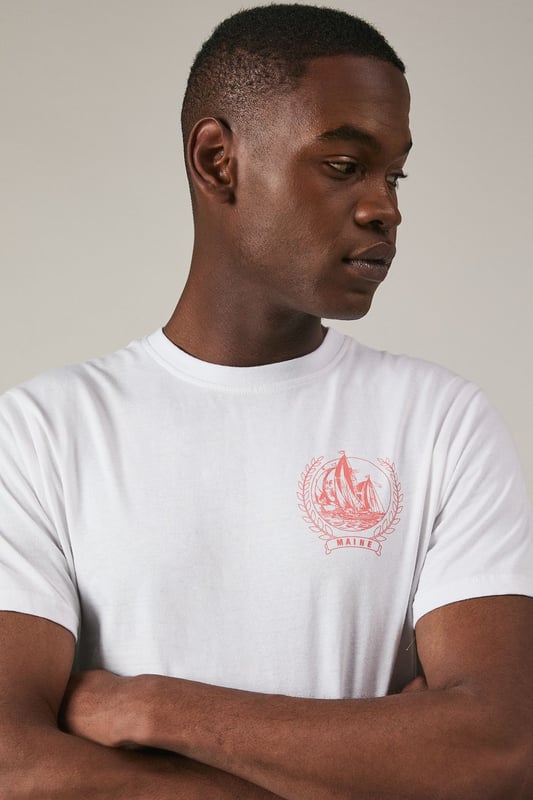 White Sailing Crest Print T-Shirt