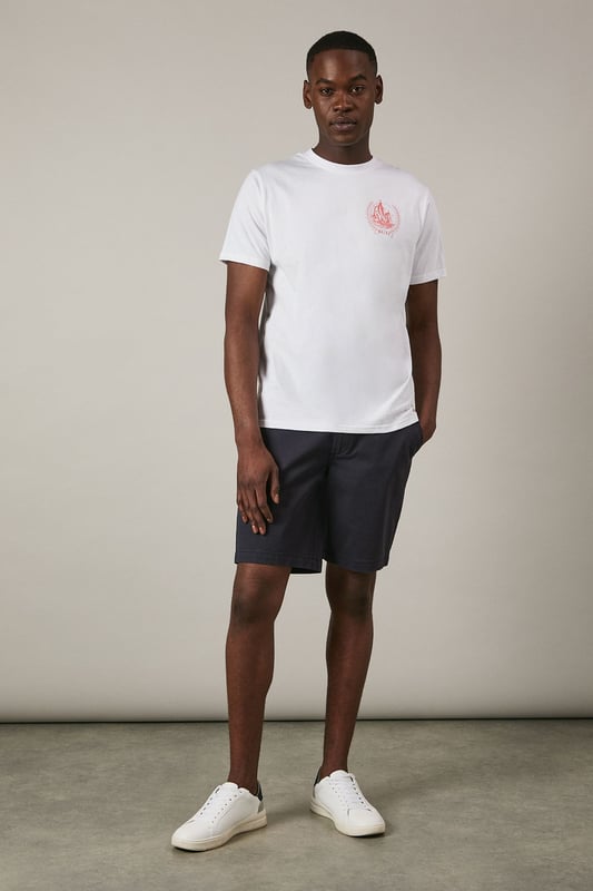 White Sailing Crest Print T-Shirt
