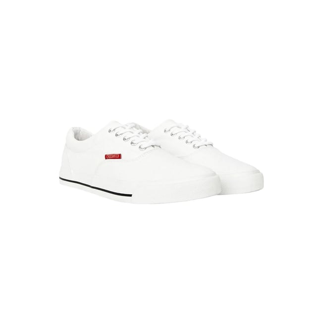 Upper: Canvas. Outsole: Rubber. 5 Eyelets. Padded Ankle, Woven Label. Flat. Cut: Low Cut. Design: Contrast, Logo, Rubber Badge. Toe Style: Round. Fastening: Lace Up.