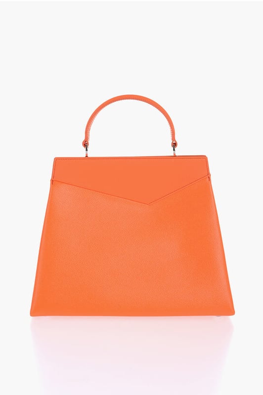 Bolso de mano de piel vegana martillada en color neón naranja Primavera-Verano, Naranja, Hecho en Italia, Bolso, SAN VALENTÍN, LxAlxAn: 28x22x14cm