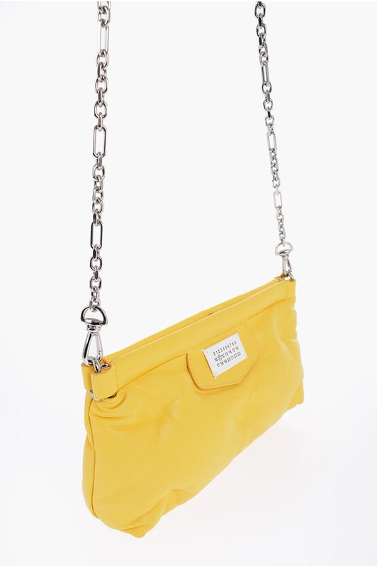 Primavera-Verano, Amarillo, Logotipo, Bandolera extraíble, Bolsillo interior, Piel, Bolso de hombro, Bolso de mano, Hecho en Italia, SAN VALENTÍN, LxAxP: 29x17x7 cm