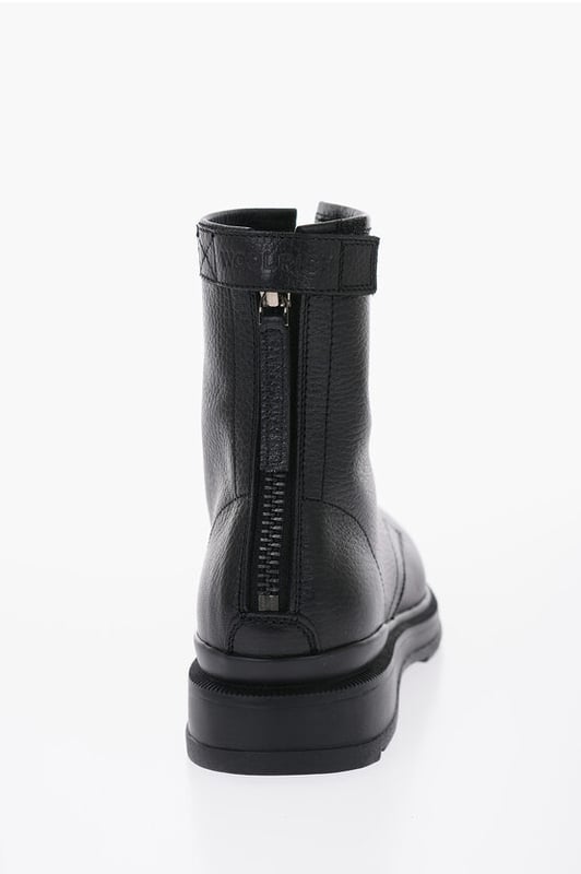 VROUWENDAG, Herfst-Winter, Zwart, Ritssluiting, Logo, Vetersluiting, Gestructureerd leer, Rubberen zool, Gemaakt in Italië, REGENACHTIGE DAGEN, HALLO-WEEK, KERSTCADEAU, ITA 39,5 VS 8