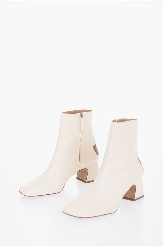 WOMEN'S DAY, Lente-Zomer, Vierkante hak, Leren zool, Leer, Vierkante neus, Gemaakt in Italië, Beige, Ritssluiting, AARDENUANCES, Het bijzondere aan dit product is de volledig handmatige productie en montage. Kleine gebreken of verschillen tussen dezelfde artikelen zijn te verwachten en vormen een garantie voor het ambachtelijke karakter van het product. Speciale zorg en aandacht worden aanbevolen bij het dragen van dit kledingstuk.
