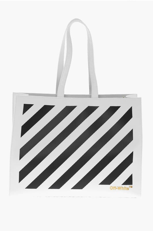 DÍA DE LA MUJER, Primavera-Verano, Blanco y Negro, Logotipo, Metal, Interior forrado, Bolsillo interior, Cierre de cremallera, Bandolera extraíble, Bolso de hombro, Doble asa, Hecho en Italia, Piel, Estampado, SAN VALENTÍN, 47,5x37x17cm