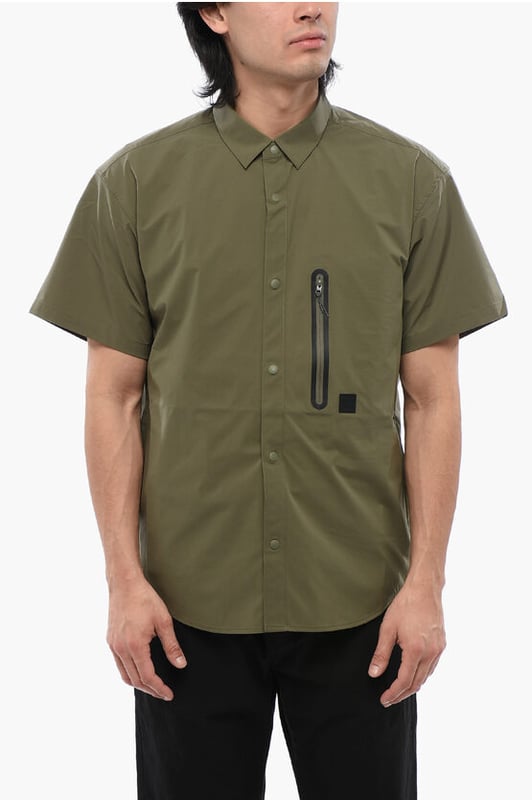 Primavera-Verano, Verde Militar, Mangas cortas, Botones, Bolsillo en el pecho, MATIZES TIERRA