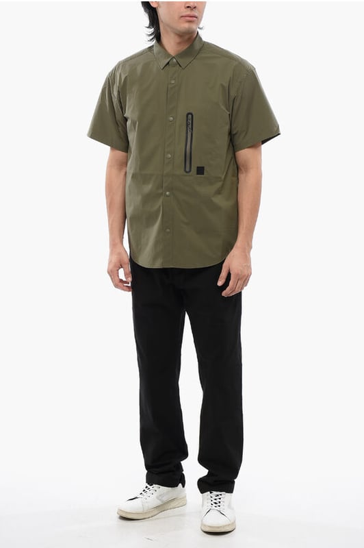 Primavera-Verano, Verde Militar, Mangas cortas, Botones, Bolsillo en el pecho, MATIZES TIERRA