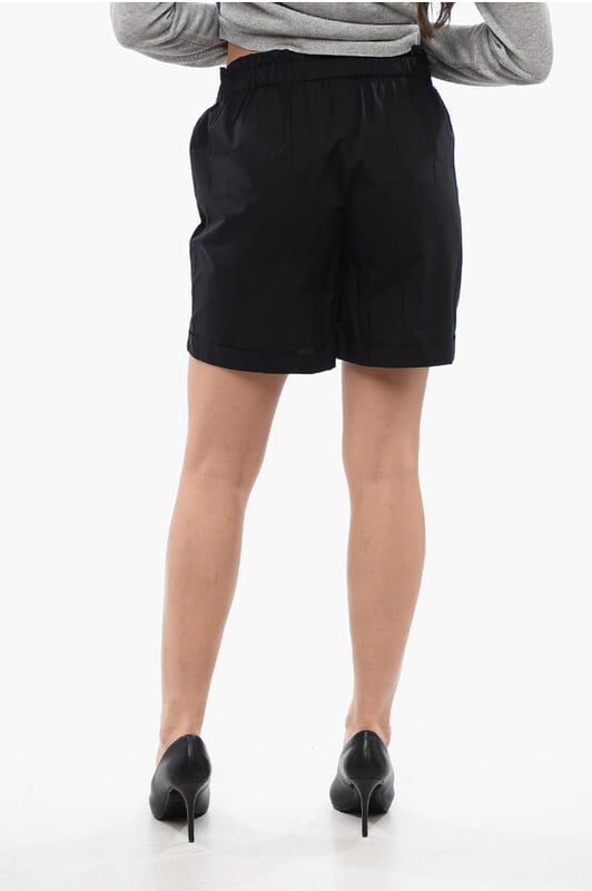 Primavera-Verano, Negro, Cintura elástica, 2 bolsillos, Frente plano, Talle normal