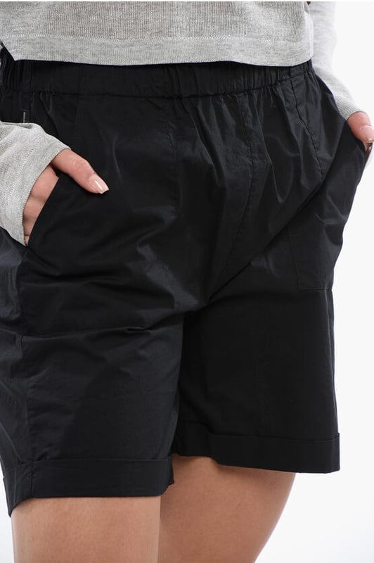 Primavera-Verano, Negro, Cintura elástica, 2 bolsillos, Frente plano, Talle normal