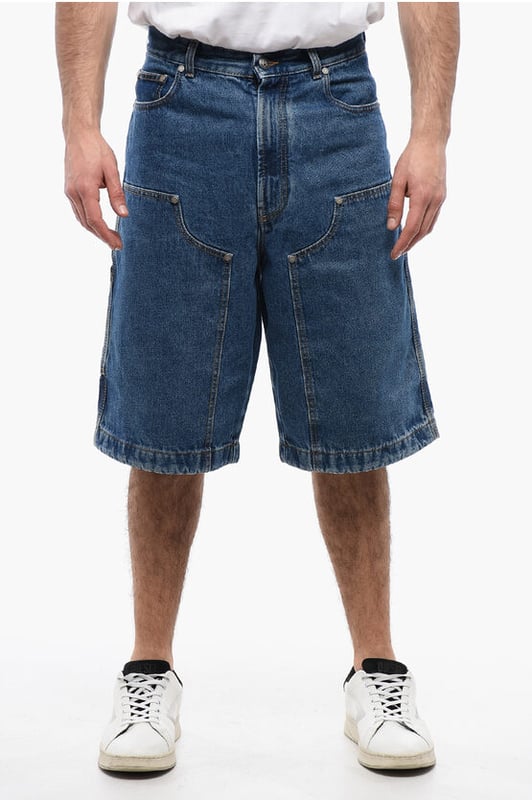 Primavera-Verano, Azul, Multibolsillos, Trabillas para cinturón, Algodón vaquero, Hecho en Italia, Pierna ancha y acampanada, Casual, Botones, Cierre de cremallera, Denim Rules