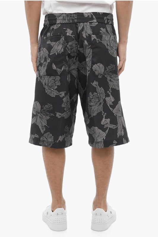 Primavera-Verano, Estampado, Negro, Gris, Cintura elástica, Bolsillos, Cierre de cremallera, Parte delantera plana, Piezas individuales, Corte ajustado