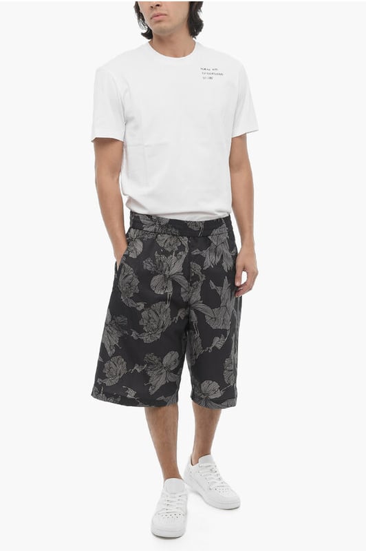 Primavera-Verano, Estampado, Negro, Gris, Cintura elástica, Bolsillos, Cierre de cremallera, Parte delantera plana, Piezas individuales, Corte ajustado