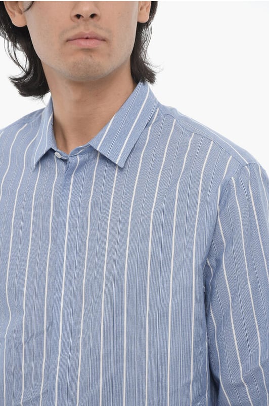 Primavera-Verano, Origen preferencial UE (FTA/TCA), Azul, Cuello italiano, Mangas con botones, Botones, Rayas, Mangas largas, Cierre delantero, SAN VALENTÍN, Corte cuadrado
