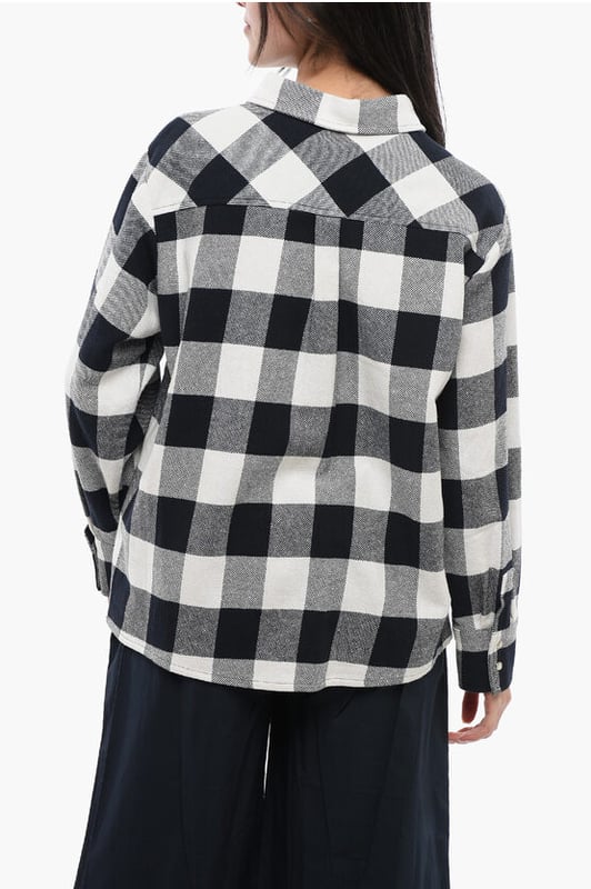 Primavera-Verano, Cuello francés, Blanco y negro, Diseño de cuadros, 2 bolsillos, Flecos, Mangas largas, Botones, Mangas con botones, Hecho en Italia, Cierre delantero