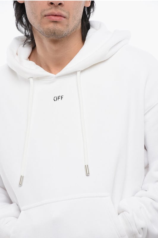 Mühelos cool, Frühling-Sommer, Weiß, Gebürstet, Lange Ärmel, Logo, Aufdruck, Hergestellt in Portugal, Kapuze, Taschen