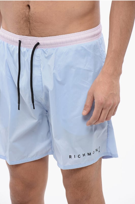Primavera-Verano, Logotipo, Estampado, Rosa, Azul, Cintura elástica, 2 bolsillos