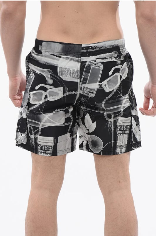 Primavera-Verano, Negro, Hecho en Italia, Bolsillos, Cintura elástica, Estampado