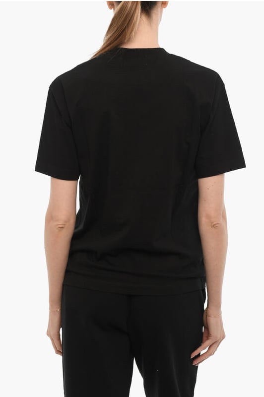 Primavera-Verano, Negro, Logotipo, Mangas cortas, Jersey, Estampado, Hecho en Italia, Cuello redondo