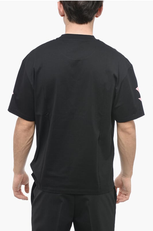 Primavera-Verano, Negro, Logotipo, Mangas cortas, Jersey, Estampado, Hecho en Portugal, Escote redondo, Corte ajustado - Hombros caídos