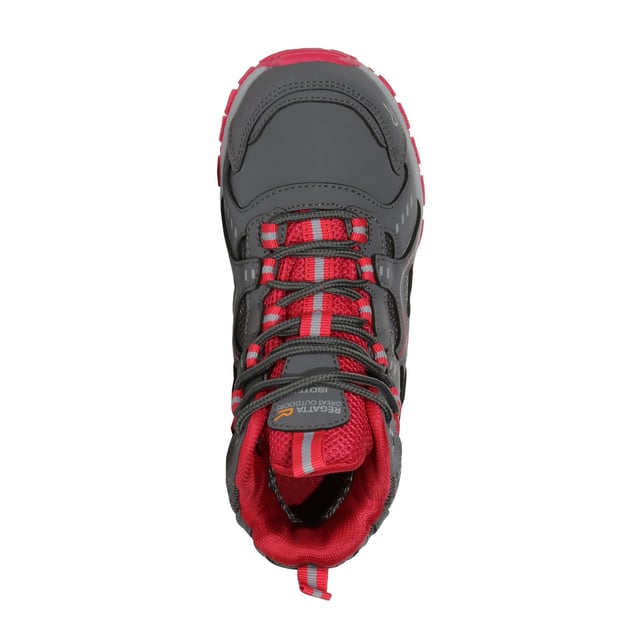 Regatta - Kinder Wanderstiefel "Vendeavour" () Obermaterial: Netzmaterial, Polyester, PU (Polyurethan). Marke: Regatta. Futterstoff: Atmungsaktiv. Einlegesohle: gepolstert, EVA, Stoßdämpfend. Laufsohle: TPR. Ösen: 7. Gewebetechnik: Isotex, Wasserfest, winddicht. Gestanztes Fußbett, Anziehlasche, Versiegelte Nähte. Absatz: Flach. niedrig geschnitten. Design: Kontrast, Logo. Zehenstil: Rund. Zum Schnüren.