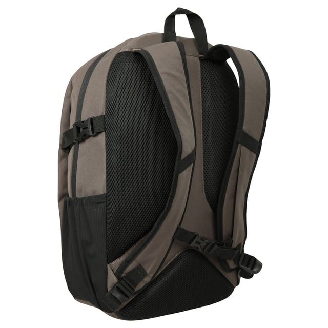 Mountain Warehouse Buzzard 23L Backpack (Khaki Green) 100% Polyester. Height: 48cm. Width: 36cm. Capacity: 23L. Depth: 16cm. Compartments: 1 Main Compartment, Zipped. Adjustable Chest Strap, Adjustable Hip Straps, Air Mesh Back, Laptop Pocket, Mesh Bottle Holder, Padded Back, Reflective Detail. Fabric Technology: Breathable. Design: Logo, Plain.