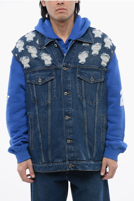 Denim Rules, Primavera-Verano, Azul, Algodón denim, Sin mangas, Botones, Sin forro, Hecho en Italia