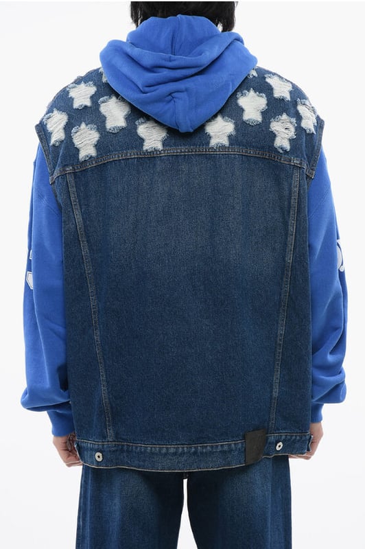 Denim Rules, Primavera-Verano, Azul, Algodón denim, Sin mangas, Botones, Sin forro, Hecho en Italia