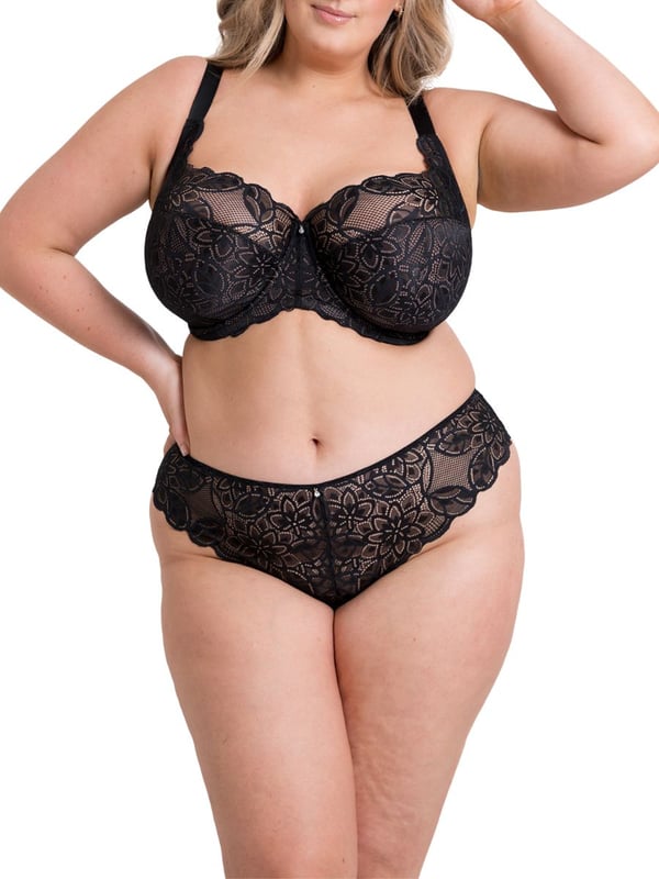 Curvy Kate Lovelace Full Cup Side Support Bra. Underwired full cup bra with a smooth graphic floral lace, side support, stretch lace top and a built up lace apex panel. The product is recommended for hand wash only.