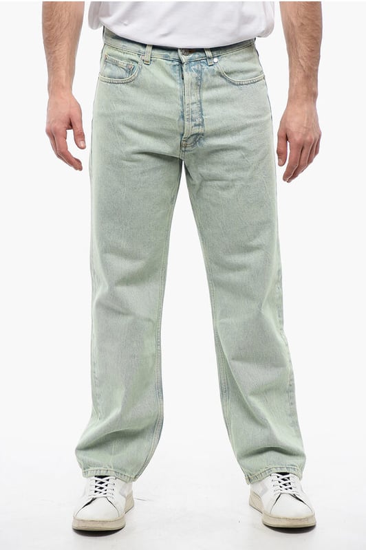 Primavera-Verano, Azul claro, Lavado claro, 5 bolsillos, Algodón vaquero, Botones, Cierre de cremallera, Trabillas para cinturón, Corte regular, Casual, Denim Rules, Tobillo 24cm