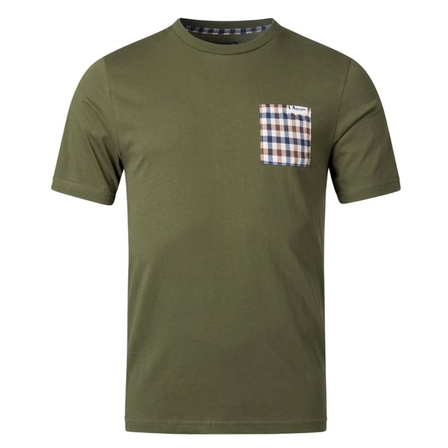 Aquascutum's Active Check Pocket Green T-Shirt elevates casual style with sophisticated British heritage design. This premium FW23 men's tee features the brand's signature check pattern on the pocket, creating a subtle yet distinctive statement piece. Crafted from 100% pure cotton for exceptional comfort and breathability, it's perfect for everyday wear while maintaining an air of refinement. The small logo detail adds authenticity without overwhelming the clean aesthetic. Versatile enough to pair with jeans for a casual look or layer under a blazer for smart-casual occasions. Experience the perfect blend of comfort, quality, and timeless style that Aquascutum has perfected since 1851