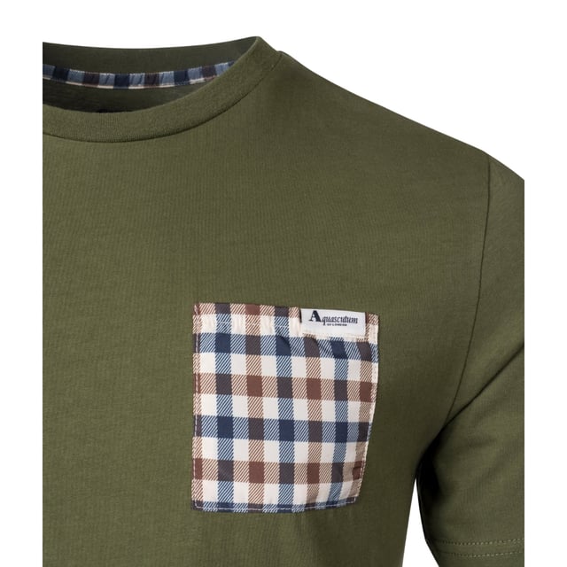 Aquascutum's Active Check Pocket Green T-Shirt elevates casual style with sophisticated British heritage design. This premium FW23 men's tee features the brand's signature check pattern on the pocket, creating a subtle yet distinctive statement piece. Crafted from 100% pure cotton for exceptional comfort and breathability, it's perfect for everyday wear while maintaining an air of refinement. The small logo detail adds authenticity without overwhelming the clean aesthetic. Versatile enough to pair with jeans for a casual look or layer under a blazer for smart-casual occasions. Experience the perfect blend of comfort, quality, and timeless style that Aquascutum has perfected since 1851