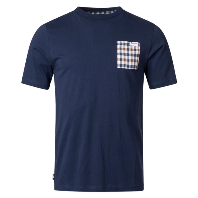 Elevate your casual wardrobe with this sophisticated Aquascutum Navy Blue T-Shirt from the FW23 collection. Featuring the brand's signature check pattern on the pocket, this premium men's tee combines understated style with luxurious comfort. Crafted from 100% cotton for exceptional softness against your skin, it's the perfect blend of classic British heritage and contemporary design