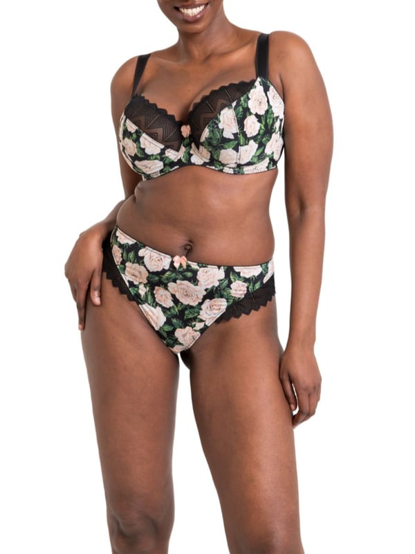 Curvy Kate Wild One Balcony Bra. Underwired non padded balcony with a geometric patterened stretch lace for flexibility of fit and supportive simplex cups. The product is recommended for hand wash only.