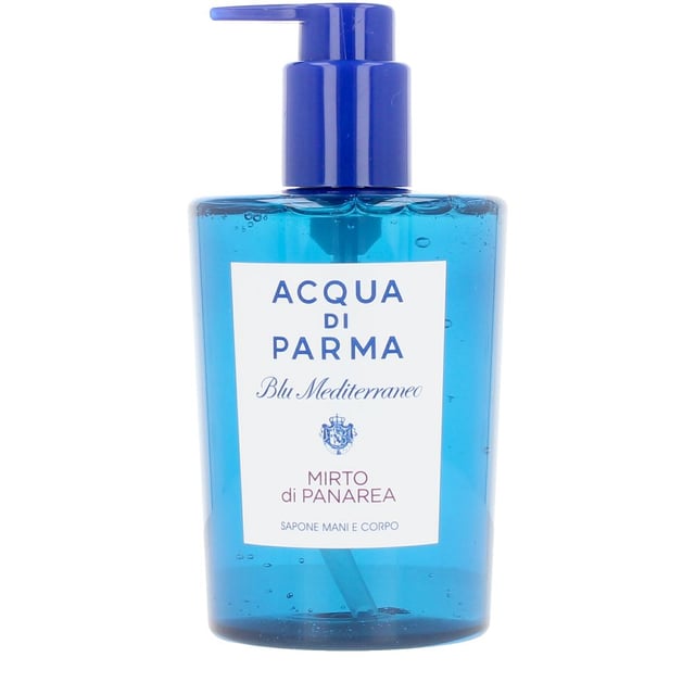 Experience the invigorating essence of Acqua Di Parma Blu Mediterraneo Mirto Di Panarea Hand and Body Wash. Launched in 2008, this aromatic body wash features a delightful blend of Myrtle, Basil, Lemon, and Bergamot as top notes, harmonized with a heart of Rose, Jasmine, and a refreshing marine breeze. The warm base notes of Lentisc Absolute, Juniper, Cedarwood, and Amber create a luxurious finish. This wash gently cleanses and refreshes your skin, removing impurities while leaving it soft and fragrant. Apply to damp skin, massage gently, and rinse for a revitalizing experience.