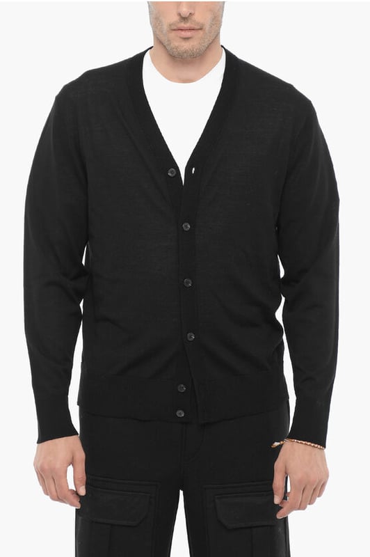 Otoño-Invierno, Negro, Botones, Manga larga, Cárdigan, Cuello en V, REGALO DE NAVIDAD, SAN VALENTÍN, Corte Slim