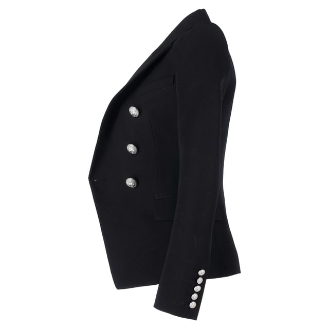 VINTAGE, RRP AS NEW
Enrich your formal styles by adding amazing, flawless pieces like this blazer from the House of Balmain. It has been designed using black wool and flaunts a double-breasted style, three external pockets, and buttoned cuffs. Stylish and beautiful, this blazer will highlight your chic styling choices well.



Balmain Double Breasted Blazer in Black Wool 
Condition: Very good
Signs of wear: No retail tag but Brand tag on., Minor sign of wear or markings., Lightly used but very well maintained. Small pull thread or light peeling.
Packaging: None
Color: black
Material: Wool
Size: FR | 34
Measurements: Length: 640; Chest: 360
SKU: NAPPUGBCL462420W