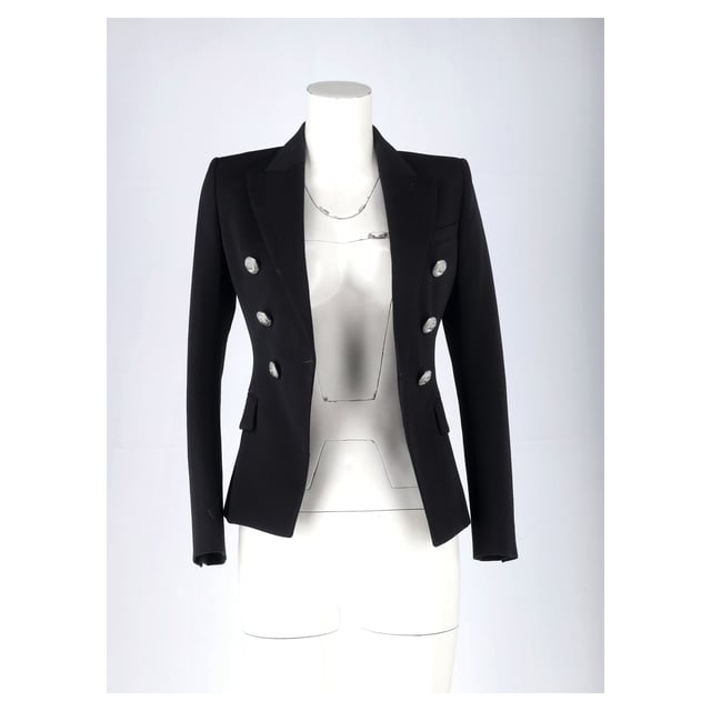 VINTAGE, RRP AS NEW
Enrich your formal styles by adding amazing, flawless pieces like this blazer from the House of Balmain. It has been designed using black wool and flaunts a double-breasted style, three external pockets, and buttoned cuffs. Stylish and beautiful, this blazer will highlight your chic styling choices well.



Balmain Double Breasted Blazer in Black Wool 
Condition: Very good
Signs of wear: No retail tag but Brand tag on., Minor sign of wear or markings., Lightly used but very well maintained. Small pull thread or light peeling.
Packaging: None
Color: black
Material: Wool
Size: FR | 34
Measurements: Length: 640; Chest: 360
SKU: NAPPUGBCL462420W