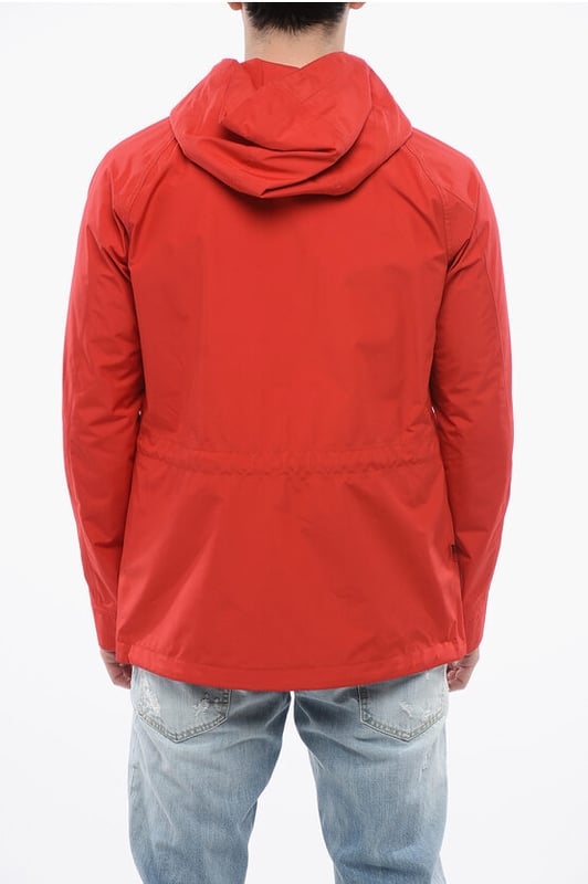 Frühling-Sommer, Rot, Kapuze, Knöpfe, Taschen, Lange Ärmel