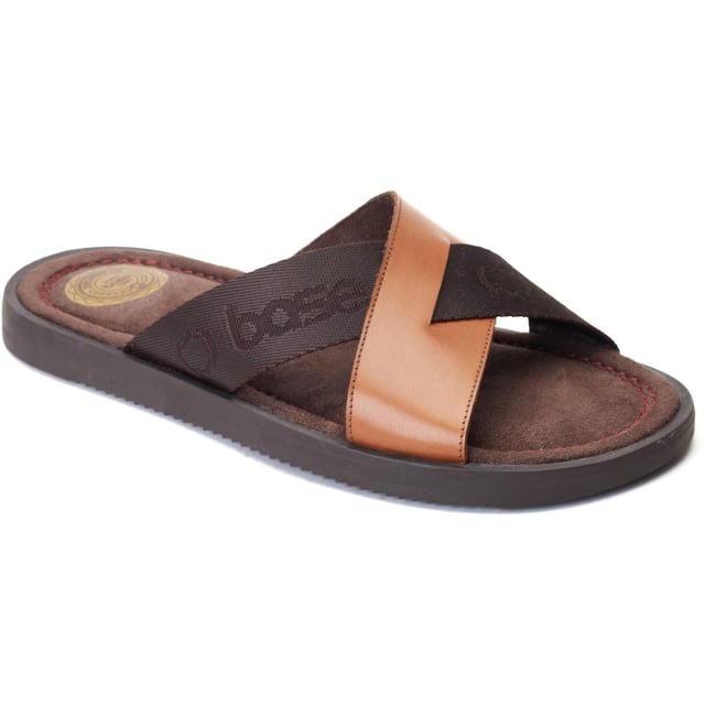 Base London Webb Leather Men's Burnt Tan Sandals If it's time to upgrade your summer footlocker then look no further than Webb by Base London. More stylish than your average slider, Webb features a soft suede footbed, grippy sole and contrasting leather and nylon straps for a smart casual look.